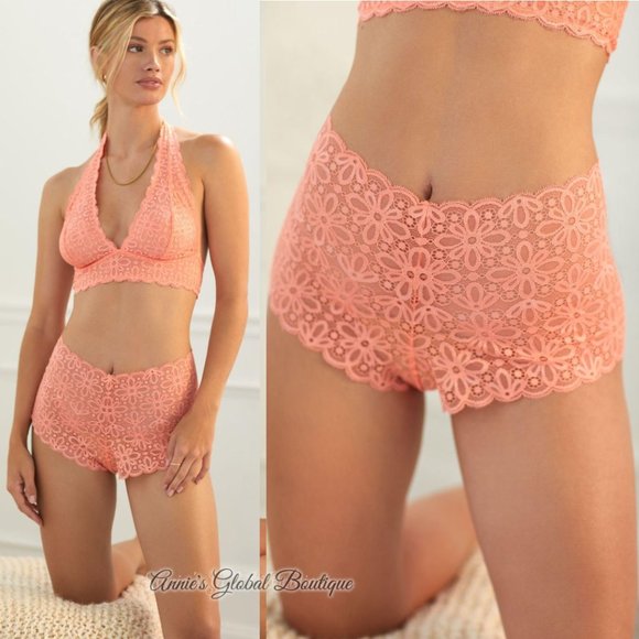 NWT, Anthropologie Sugared Peach Lace High-Waisted Briefs - Picture 2 of 16